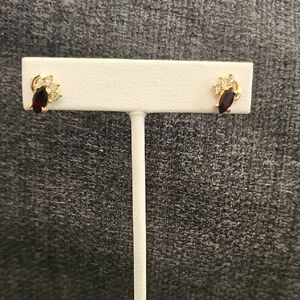 Faux ruby and faux diamond earrings